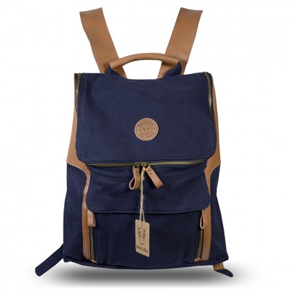 Rakuda Companion Canvas Travel Backpack Non-Washed Leather Navy